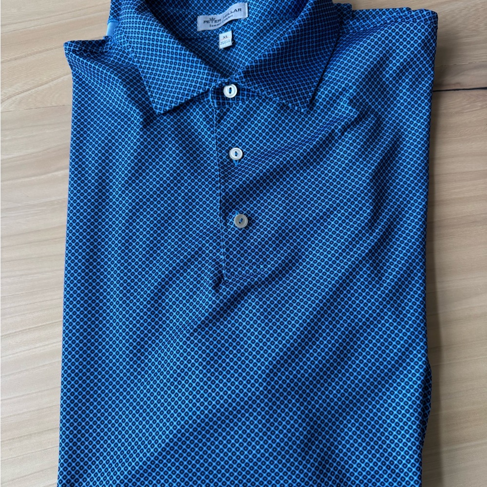Peter Millar Diamond Pattern Blue Polo